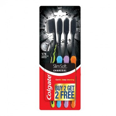 Colgate Slim Soft Charcol Soft Toothbrush (Buy 2 Get 2 FREE)