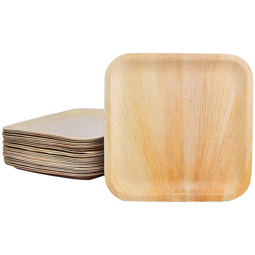 Papla Shallow Palm Square Plate 20cm x 20xm (Pack Of 20)