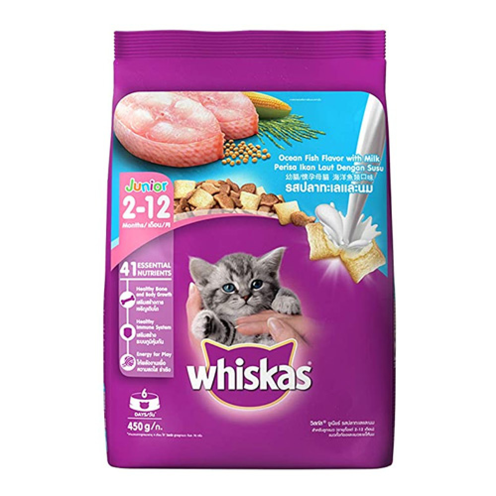 Whiskas Junior 2-12 Months Ocean Fish Flavour With Milk 450g