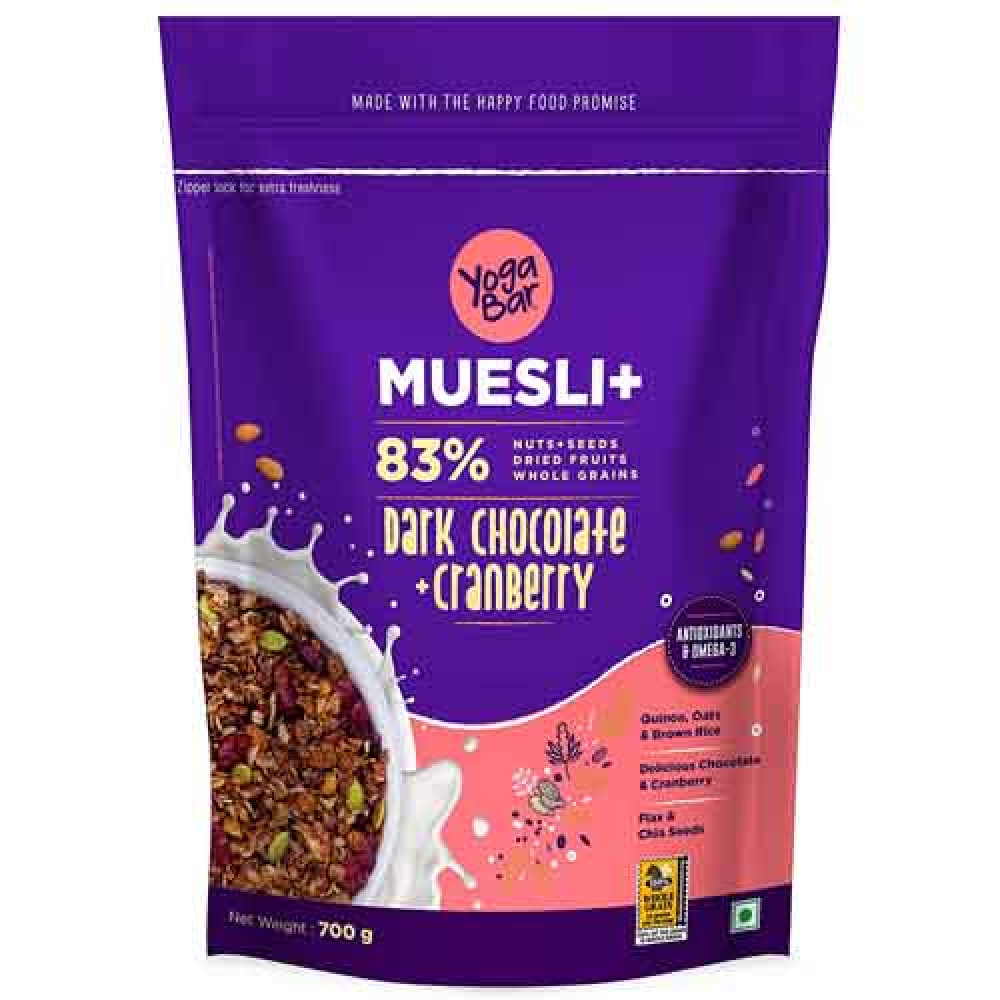 Yoga Bar Muesli+ 83% Dark Chocolate,Cranberry 400g