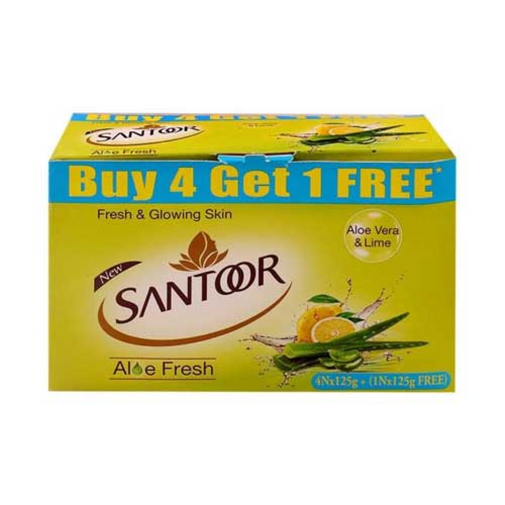 Santoor Aloe Fresh Soap 125gm*4nos