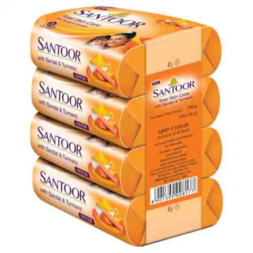 Santoor Total Skin Care Sandal & Turmeric (125g x 4)+125g Free