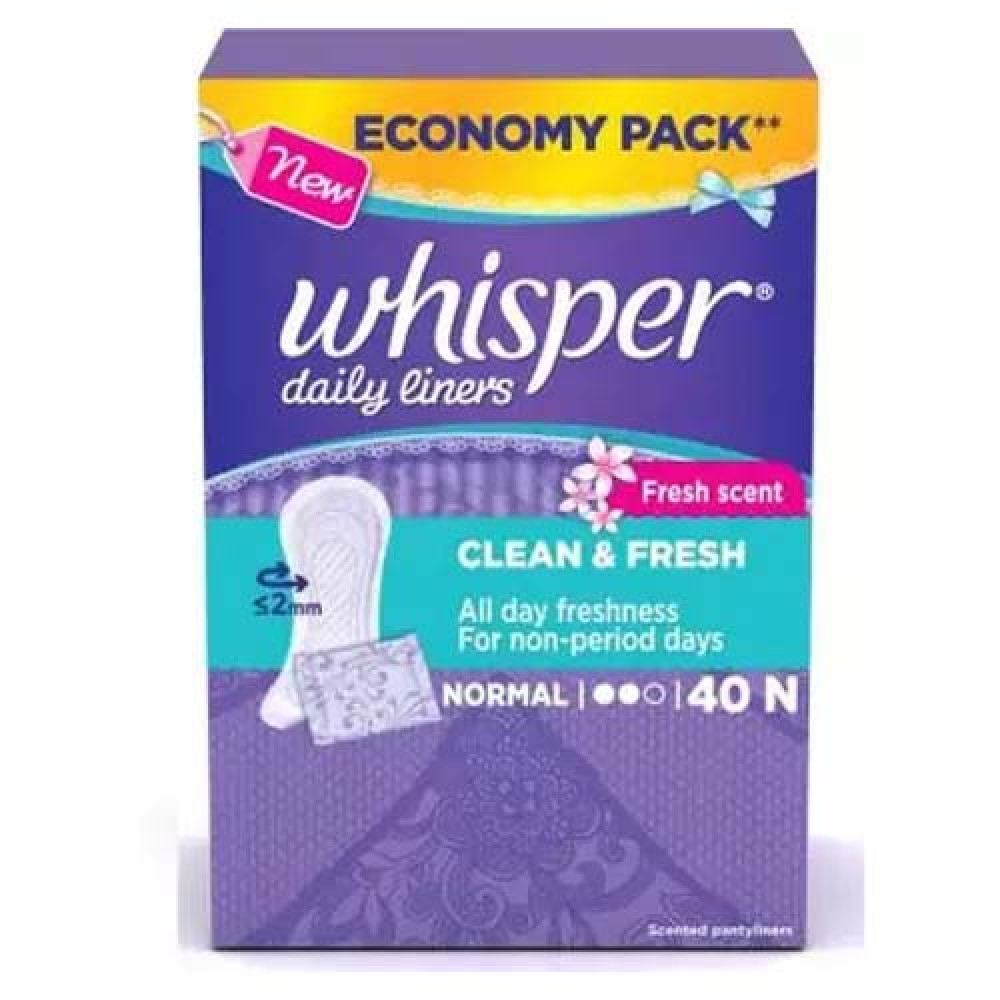 Whisper Daily Liners Clean & Fresh 40N