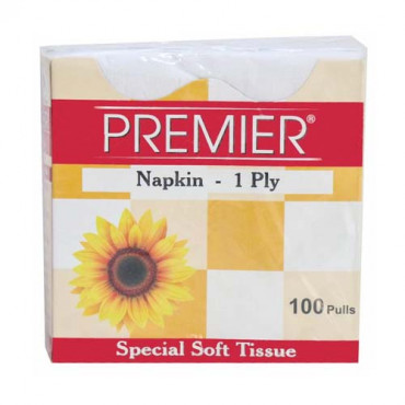 Premier Napkins 1Ply 100Pulls (33cm x 33xm)