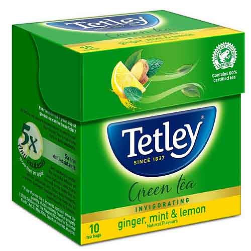 Tetley Green Tea Ginger Mint&Lemon 10 Bags 